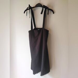 Faithfull the Brand Black Mini Dress with Tie Shoulder Straps